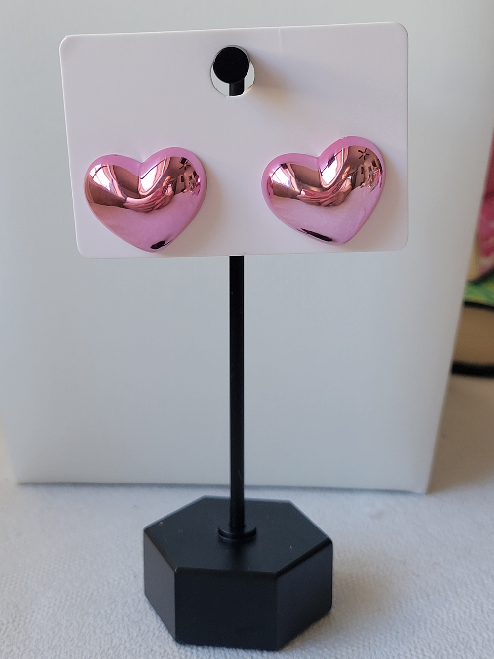 5/$25💎Pink Metallic Heart Stud Earrings